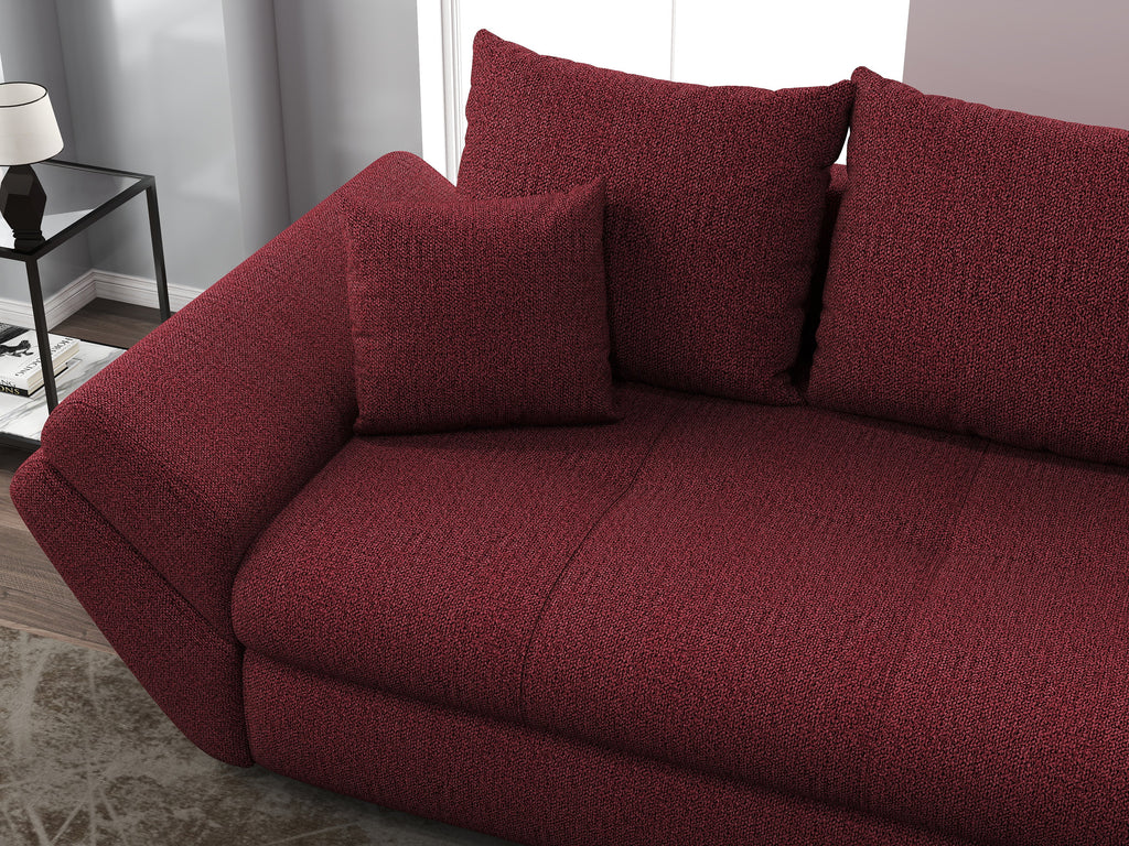 Canapea extensibilă dumonde cu ladă de depozitare si sezut confortabil din spuma high-density, Loana Enjoy Red 250x100 cm