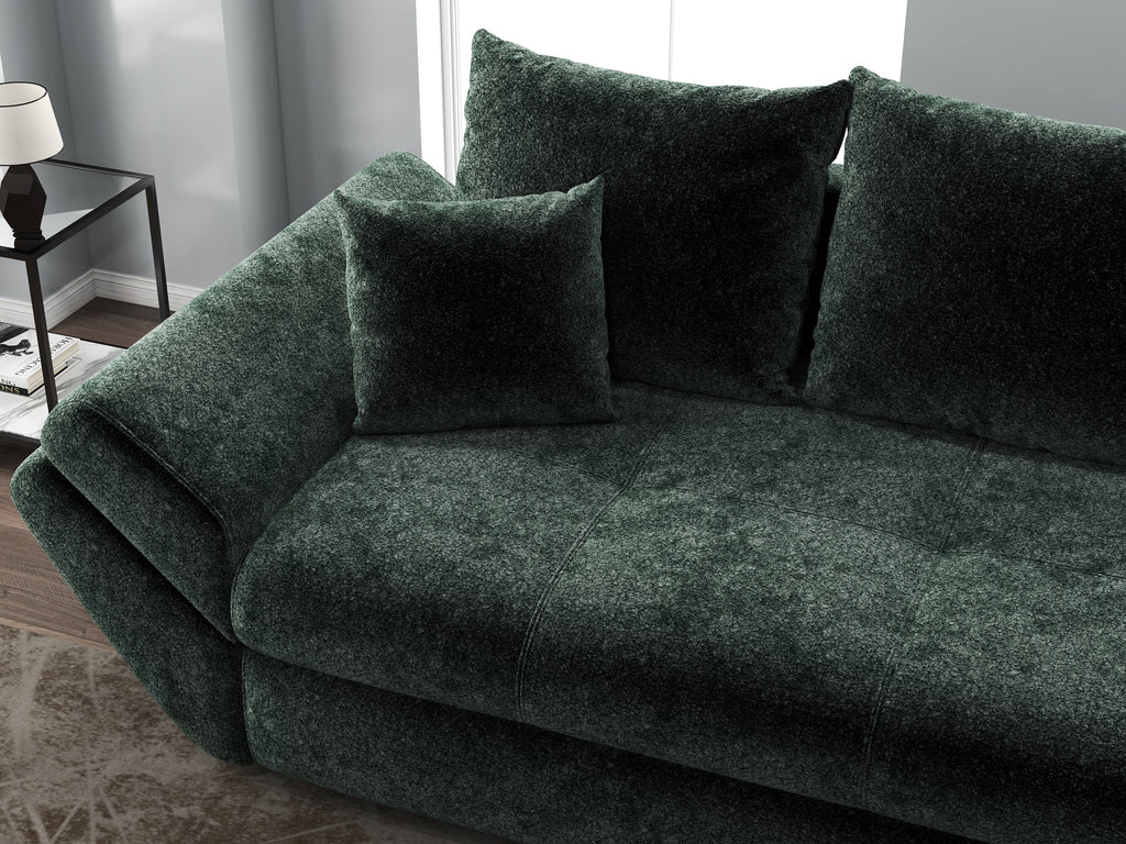 Canapea extensibilă dumonde cu ladă de depozitare si sezut confortabil din spuma high-density, Loana Euphoria Verde 250x100 cm