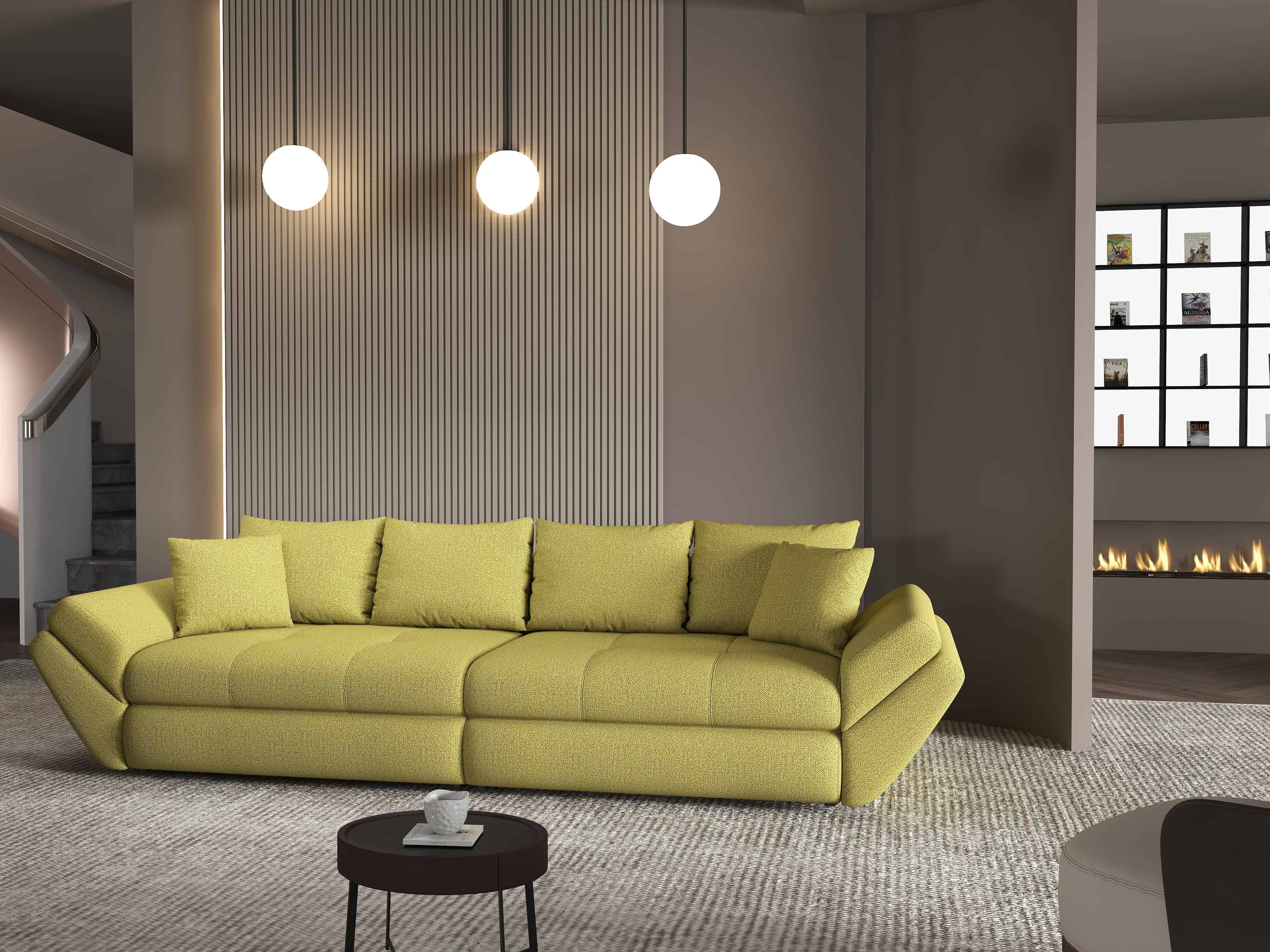 Canapea extensibilă dumonde cu ladă de depozitare si sezut confortabil din spuma high-density, Loana Enjoy Verde 300x100 cm