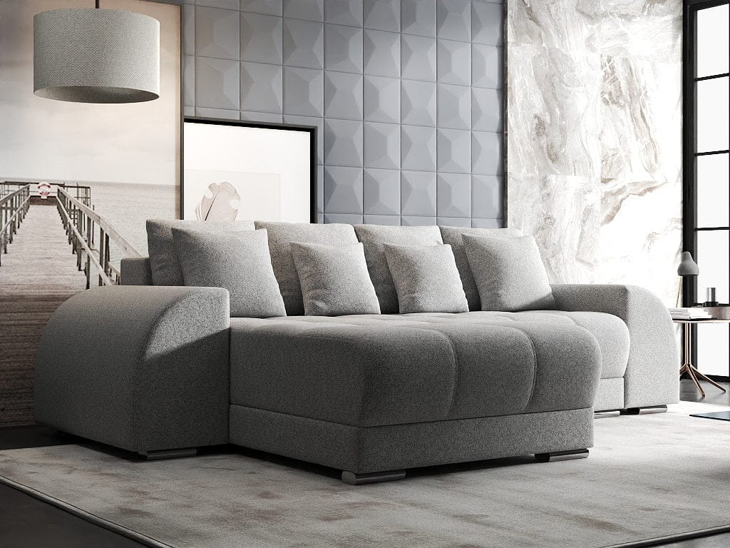 Colțar extensibil dumonde cu ladă de depozitare si sezut confortabil din spuma high-density, Verona Euphoria Dove 290x185 cm