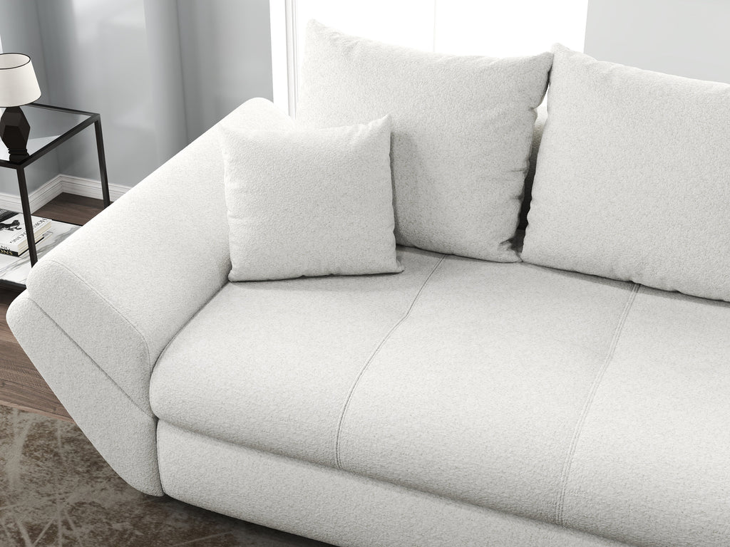 Canapea extensibilă dumonde cu ladă de depozitare si sezut confortabil din spuma high-density, Loana Euphoria Ivory 250x100 cm