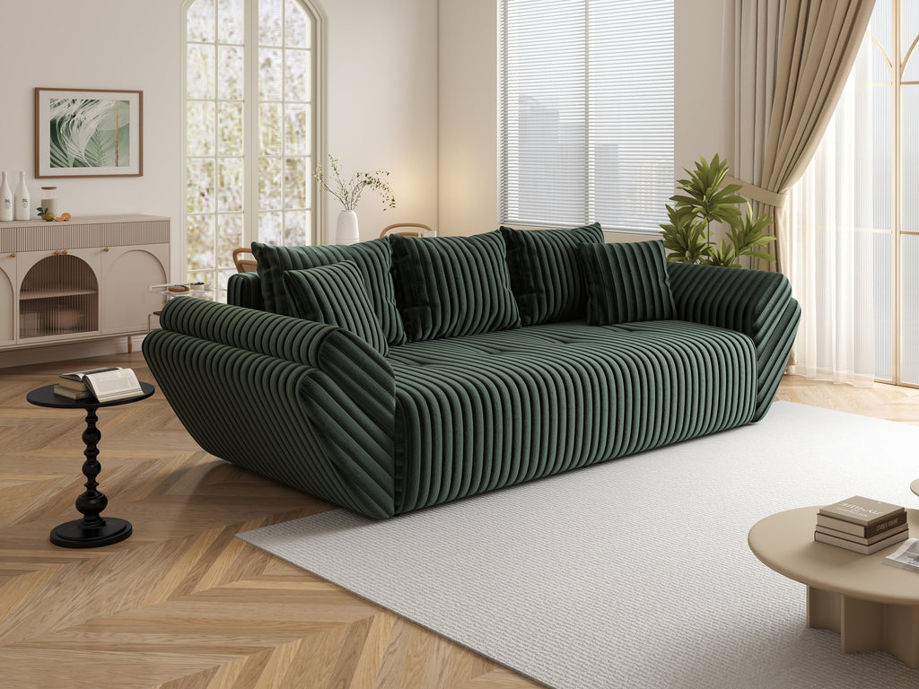 Canapea extensibilă dumonde cu ladă de depozitare si sezut confortabil din spuma high-density, Berlin Ambience Green 250x100 cm