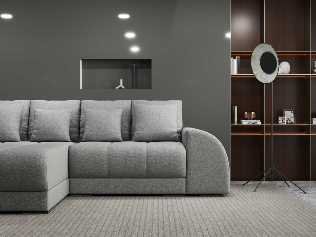 Colțar extensibil dumonde cu ladă de depozitare si sezut confortabil din spuma high-density, Verona Enjoy Gri 290x185 cm