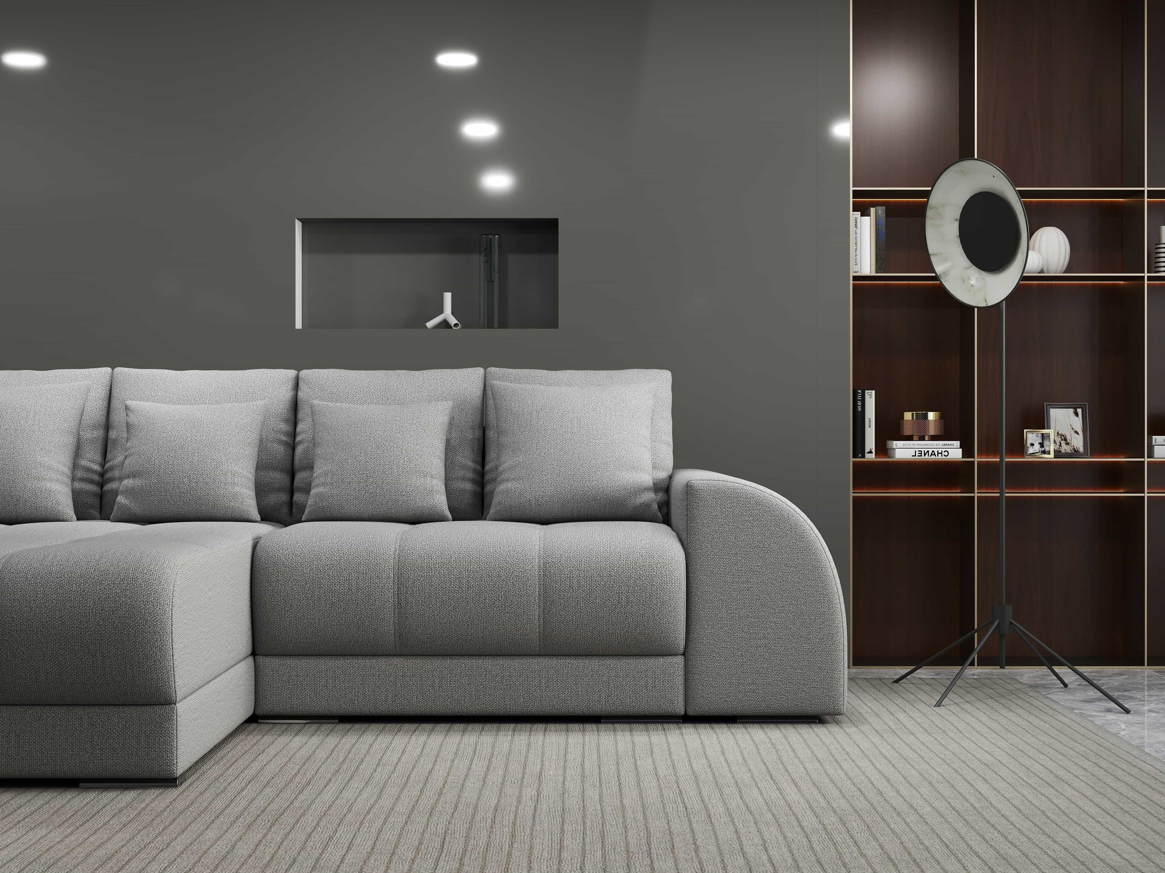 Colțar extensibil dumonde cu ladă de depozitare si sezut confortabil din spuma high-density, Verona Enjoy Gri 290x185 cm