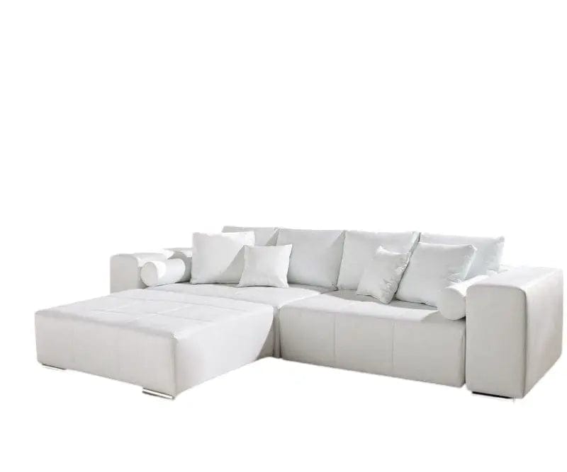 Canapea extensibilă dumonde cu ladă de depozitare si sezut confortabil din spuma high-density, Marbela White XXL 295x100 cm