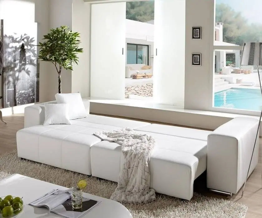 Canapea extensibilă dumonde cu ladă de depozitare si sezut confortabil din spuma high-density, Marbela Enjoy Silver XXL 295x100 cm