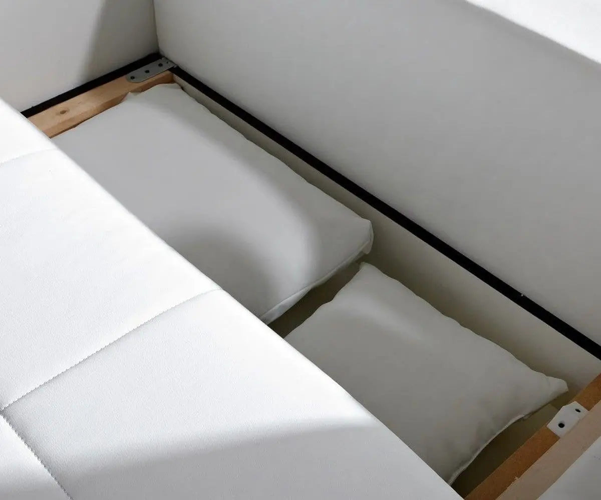 Canapea extensibilă dumonde cu ladă de depozitare si sezut confortabil din spuma high-density, Marbela Enjoy Black XXL 295x100 cm cu taburet inclus