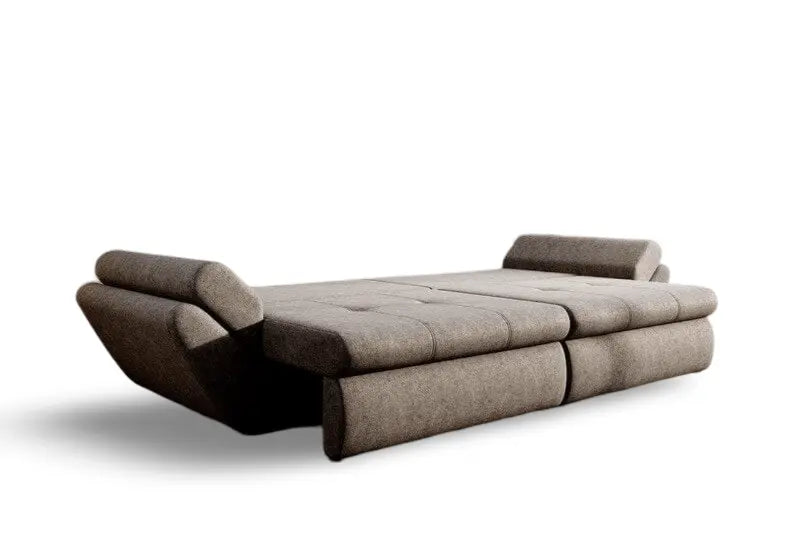 Canapea extensibilă dumonde cu ladă de depozitare si sezut confortabil din spuma high-density, Loana Enjoy Kaki 300x100 cm