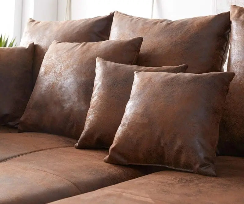 Canapea extensibilă dumonde cu 2 lăzi de depozitare si sezut confortabil din spuma high-density, Verona Madagaskar Brown 310x100 cm cu taburet inclus