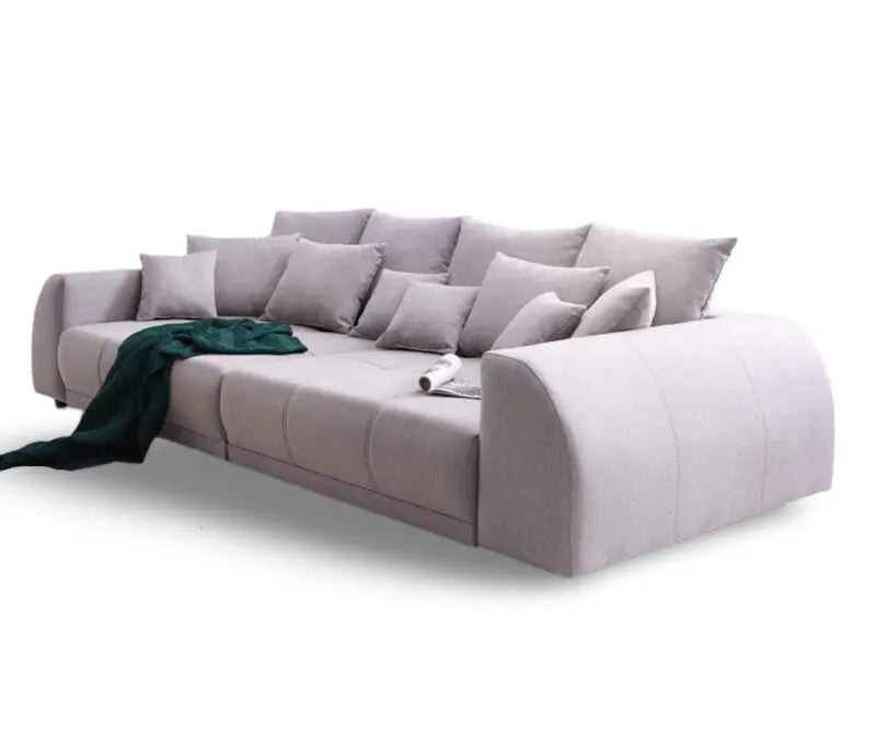 Canapea extensibilă dumonde cu 2 lăzi de depozitare si sezut confortabil din spuma high-density, Verona Enjoy Grey 310x100 cm cu taburet inclus