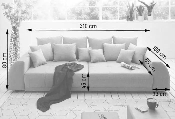 Canapea extensibilă dumonde cu 2 lăzi de depozitare si sezut confortabil din spuma high-density, Verona Loft White 310x100 cm cu taburet inclus