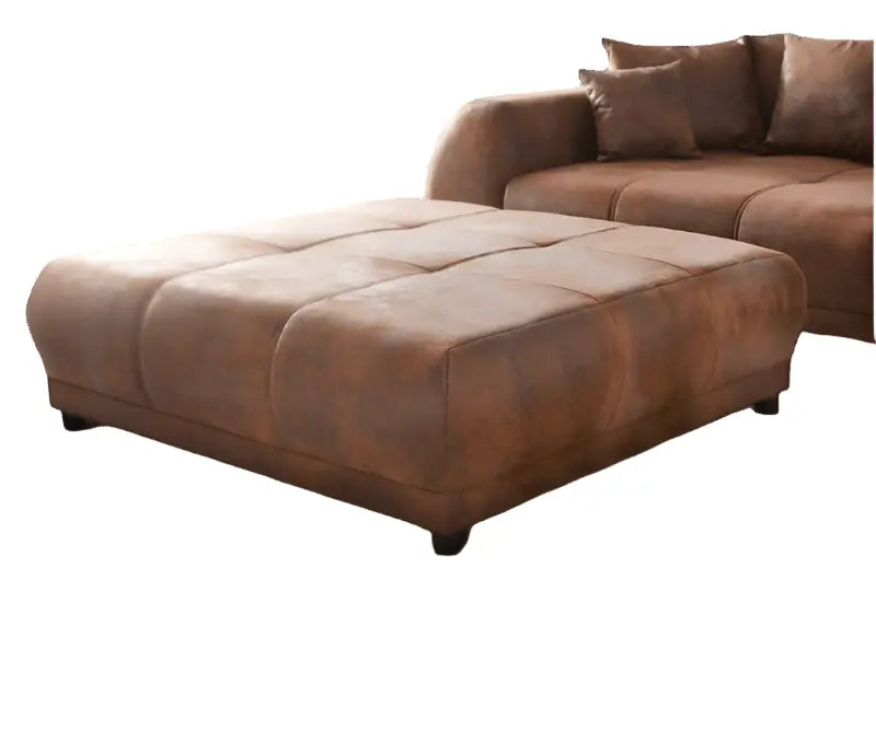 Canapea extensibilă dumonde cu 2 lăzi de depozitare si sezut confortabil din spuma high-density, Verona Madagaskar Brown 310x100 cm cu taburet inclus