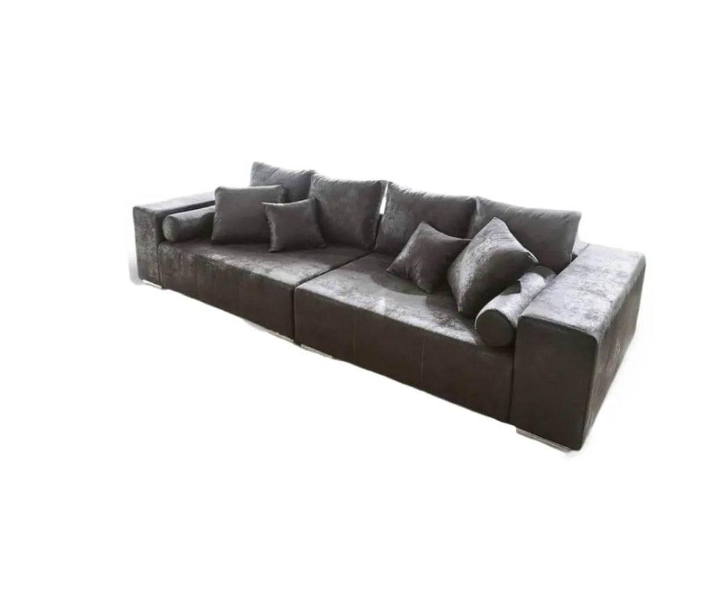 Canapea extensibilă dumonde cu ladă de depozitare si sezut confortabil din spuma high-density, Marbela Madagaskar Grey XXL 295x100 cm