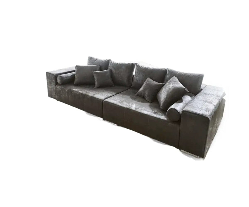 Canapea extensibilă dumonde cu ladă de depozitare si sezut confortabil din spuma high-density, Marbela Madagaskar Grey XXL 295x100 cm