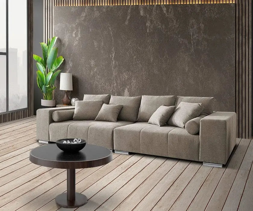 Canapea extensibilă dumonde cu ladă de depozitare si sezut confortabil din spuma high-density, Marbela Enjoy Camel XXL 295x100 cm