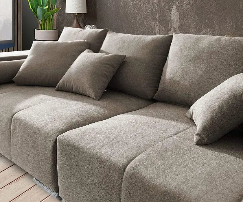 Canapea extensibilă dumonde cu ladă de depozitare si sezut confortabil din spuma high-density, Marbela Enjoy Camel XXL 295x100 cm