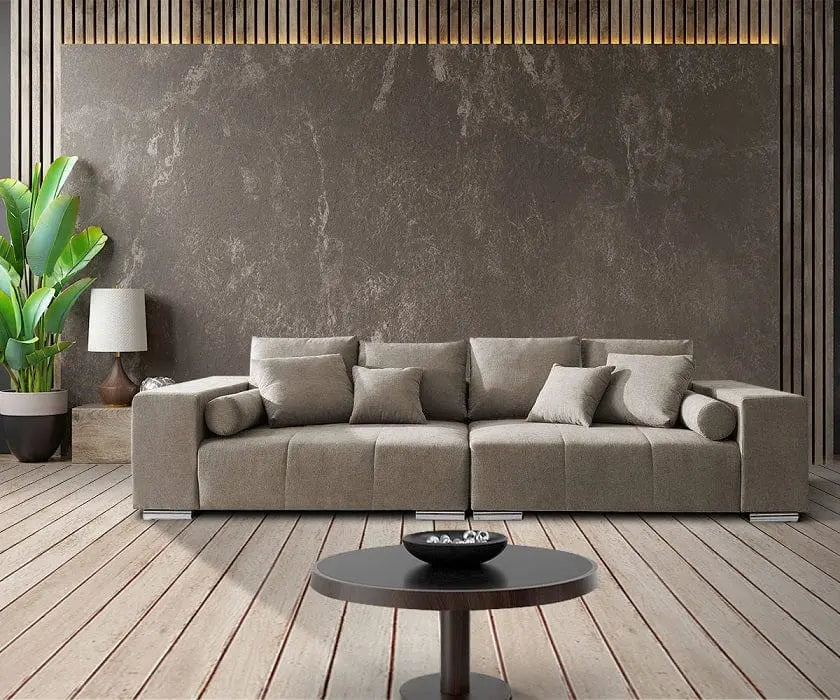 Canapea extensibilă dumonde cu ladă de depozitare si sezut confortabil din spuma high-density, Marbela Enjoy Camel XXL 295x100 cm