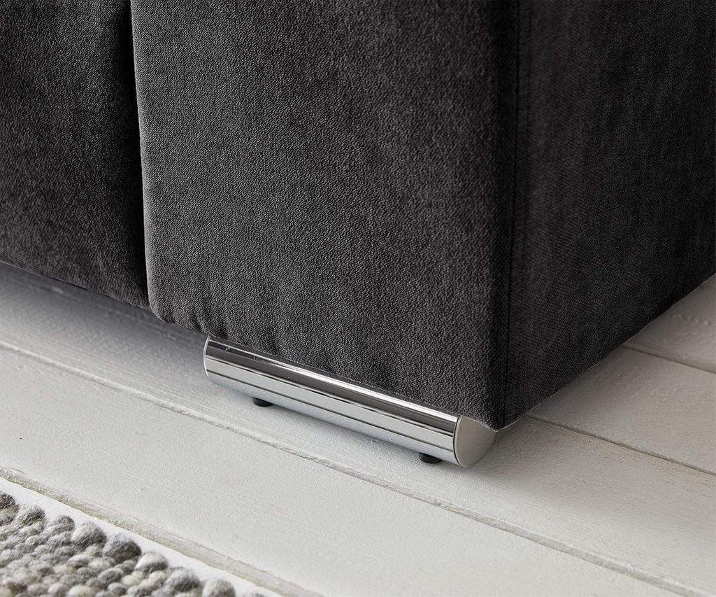 Canapea extensibilă dumonde cu ladă de depozitare si sezut confortabil din spuma high-density, Marbela Enjoy Black XXL 295x100 cm cu taburet inclus
