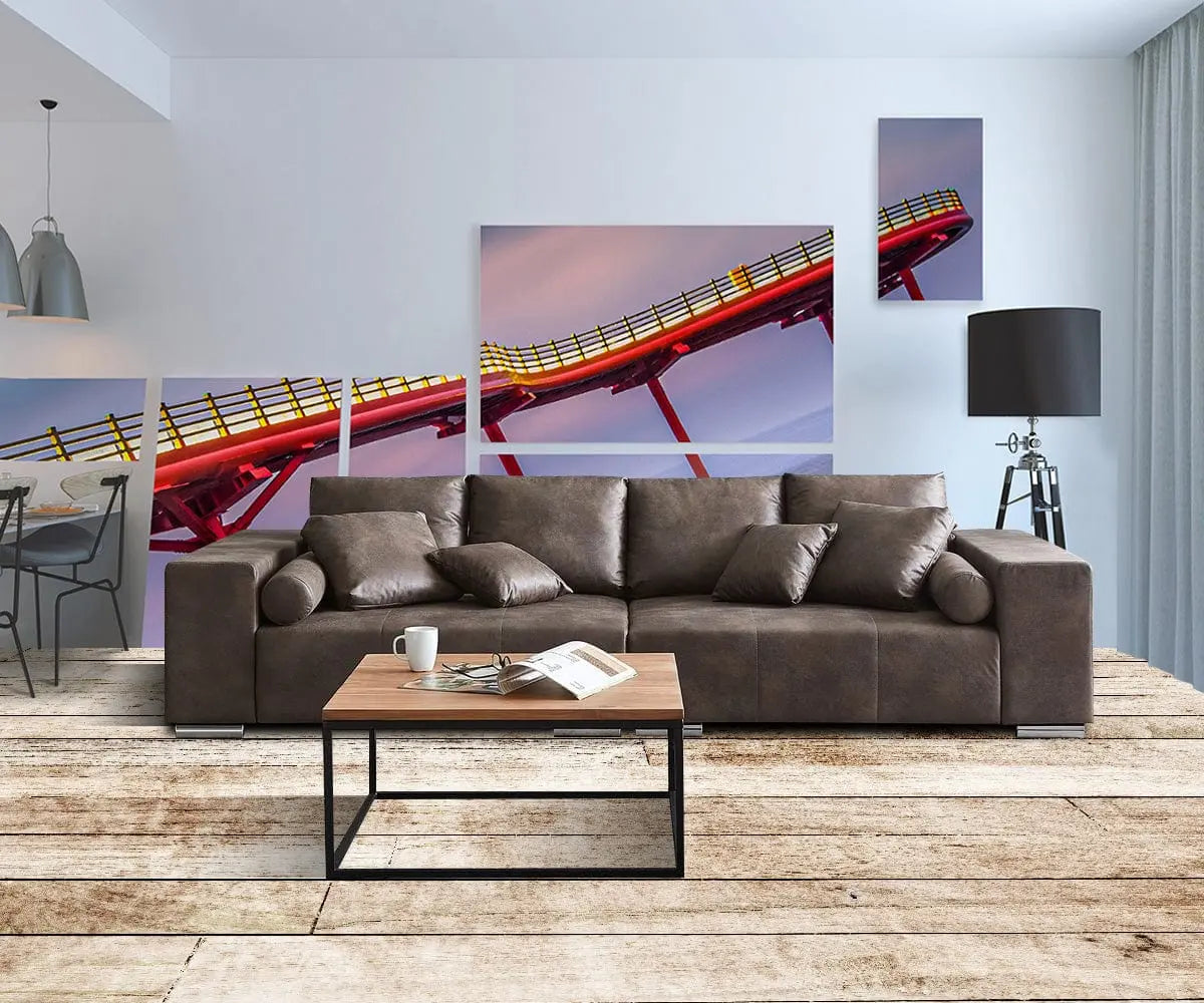 Canapea extensibilă dumonde cu ladă de depozitare si sezut confortabil din spuma high-density, Marbela Tobago Brown XXL 295x100 cm cu taburet inclus