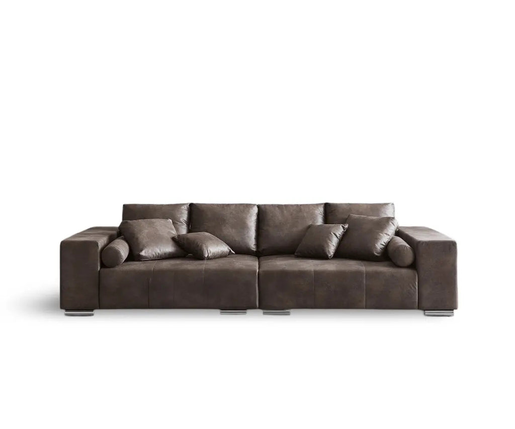 Canapea extensibilă dumonde cu ladă de depozitare si sezut confortabil din spuma high-density, Marbela Tobago Brown XXL 295x100 cm