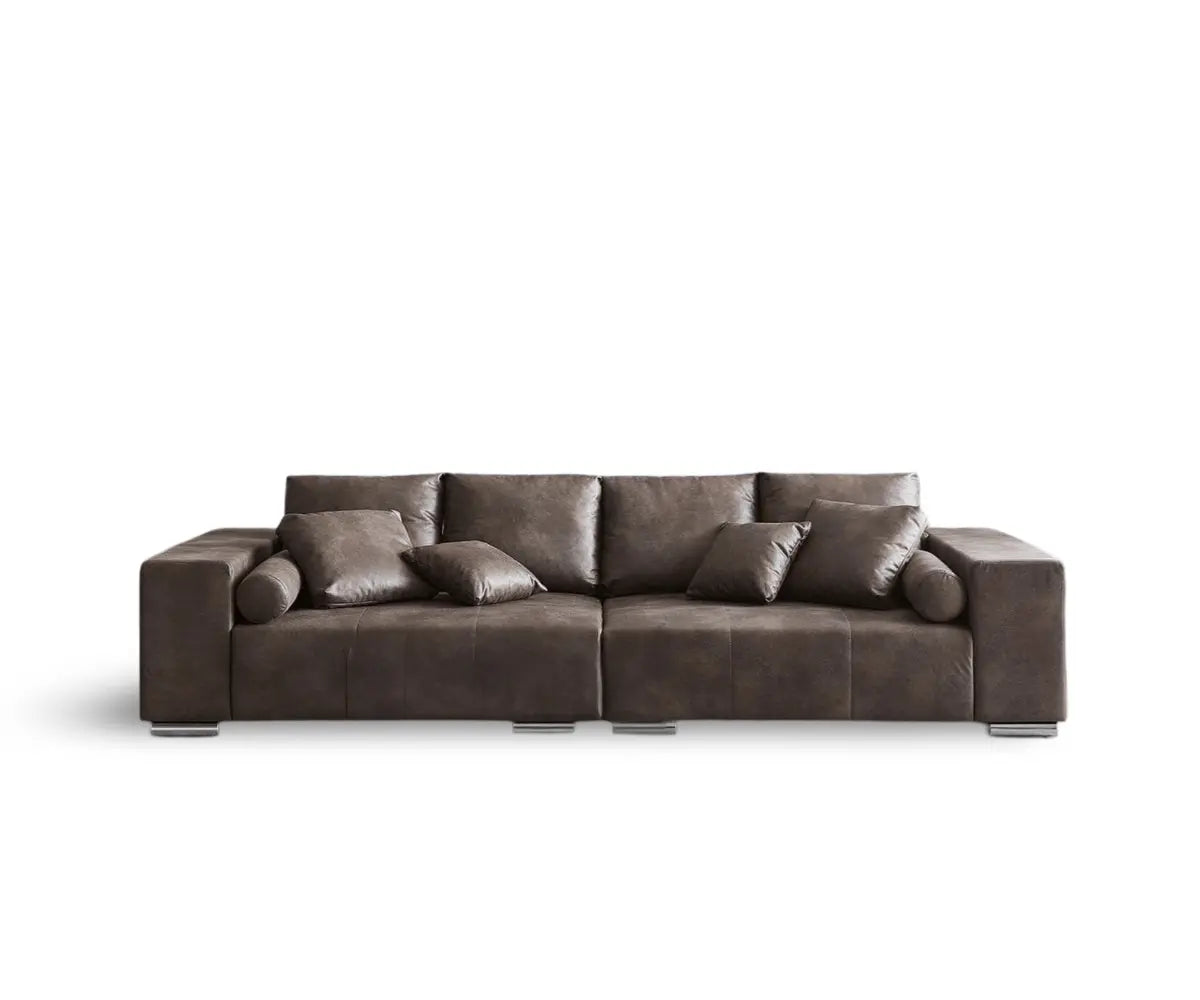 Canapea extensibilă dumonde cu ladă de depozitare si sezut confortabil din spuma high-density, Marbela Tobago Brown XXL 295x100 cm