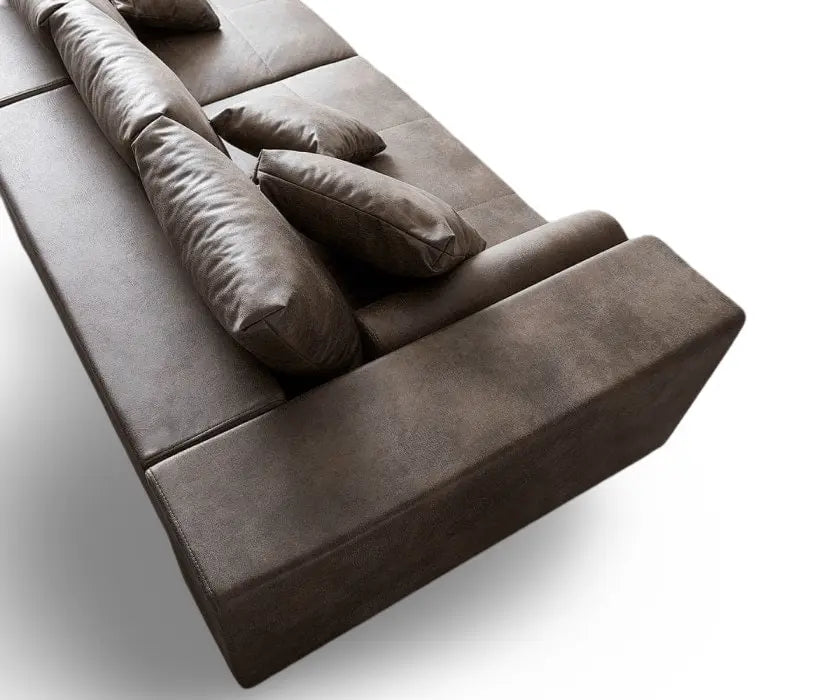 Canapea extensibilă dumonde cu ladă de depozitare si sezut confortabil din spuma high-density, Marbela Tobago Brown XXL 295x100 cm