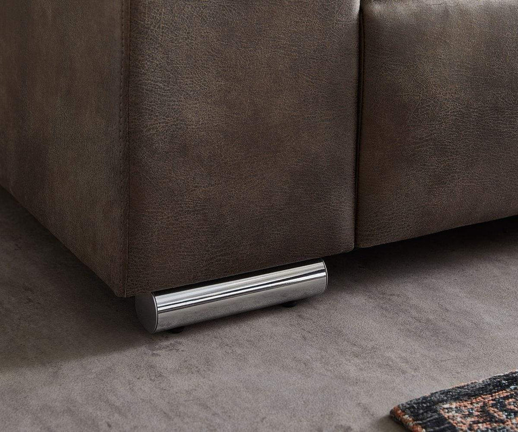 Canapea extensibilă dumonde cu ladă de depozitare si sezut confortabil din spuma high-density, Marbela Tobago Brown XXL 295x100 cm cu taburet inclus
