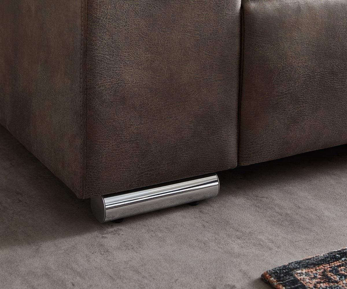 Canapea extensibilă dumonde cu ladă de depozitare si sezut confortabil din spuma high-density, Marbela Tobago Brown XXL 295x100 cm cu taburet inclus