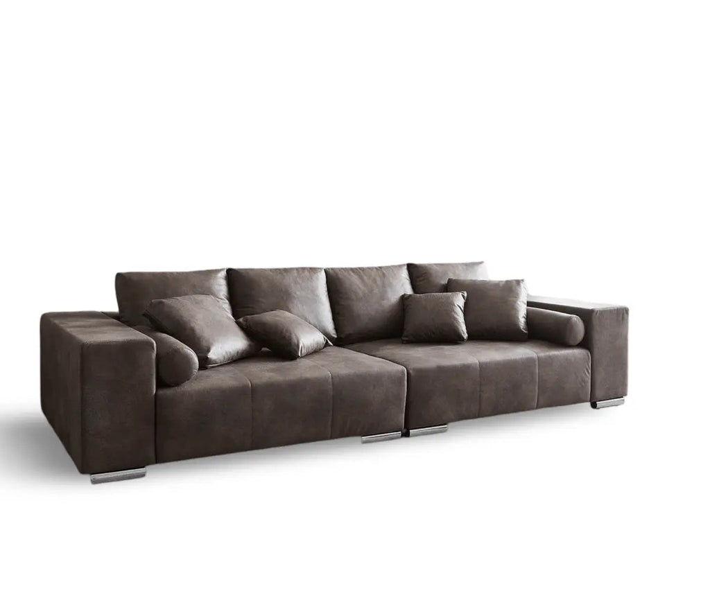 Canapea extensibilă dumonde cu ladă de depozitare si sezut confortabil din spuma high-density, Marbela Tobago Brown XXL 295x100 cm