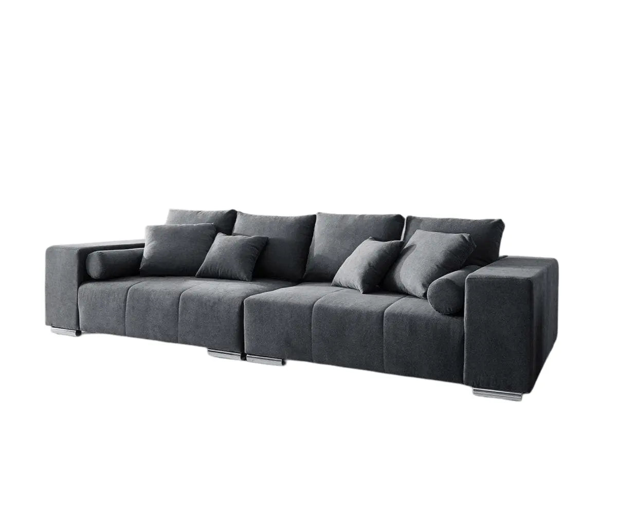 Canapea extensibilă dumonde cu ladă de depozitare si sezut confortabil din spuma high-density, Marbela Enjoy Graphite XXL 295x100 cm cu taburet inclus