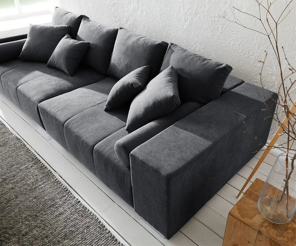 Canapea extensibilă dumonde cu ladă de depozitare si sezut confortabil din spuma high-density, Marbela Enjoy Graphite XXL 295x100 cm