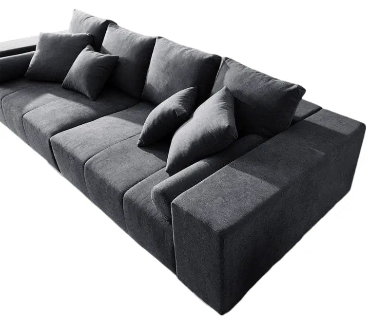 Canapea extensibilă dumonde cu ladă de depozitare si sezut confortabil din spuma high-density, Marbela Enjoy Graphite XXL 295x100 cm cu taburet inclus