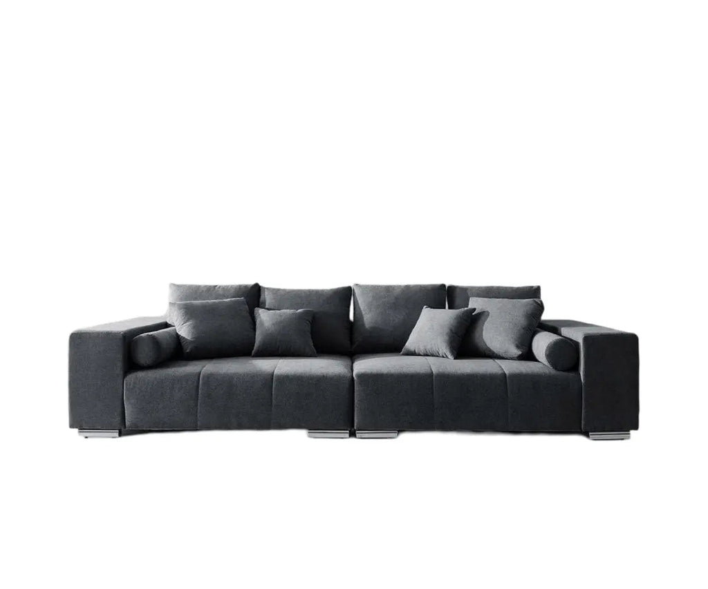Canapea extensibilă dumonde cu ladă de depozitare si sezut confortabil din spuma high-density, Marbela Enjoy Graphite XXL 295x100 cm cu taburet inclus
