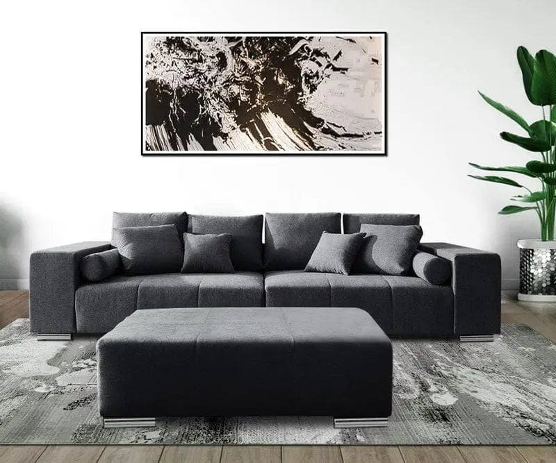 Canapea extensibilă dumonde cu ladă de depozitare si sezut confortabil din spuma high-density, Marbela Enjoy Graphite XXL 295x100 cm