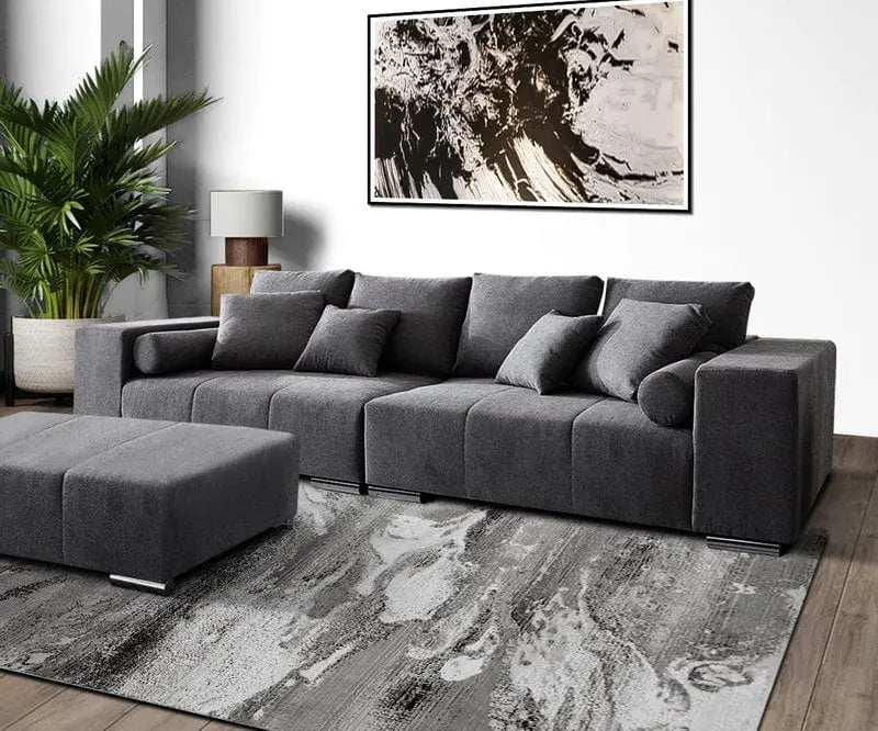 Canapea extensibilă dumonde cu ladă de depozitare si sezut confortabil din spuma high-density, Marbela Enjoy Graphite XXL 295x100 cm