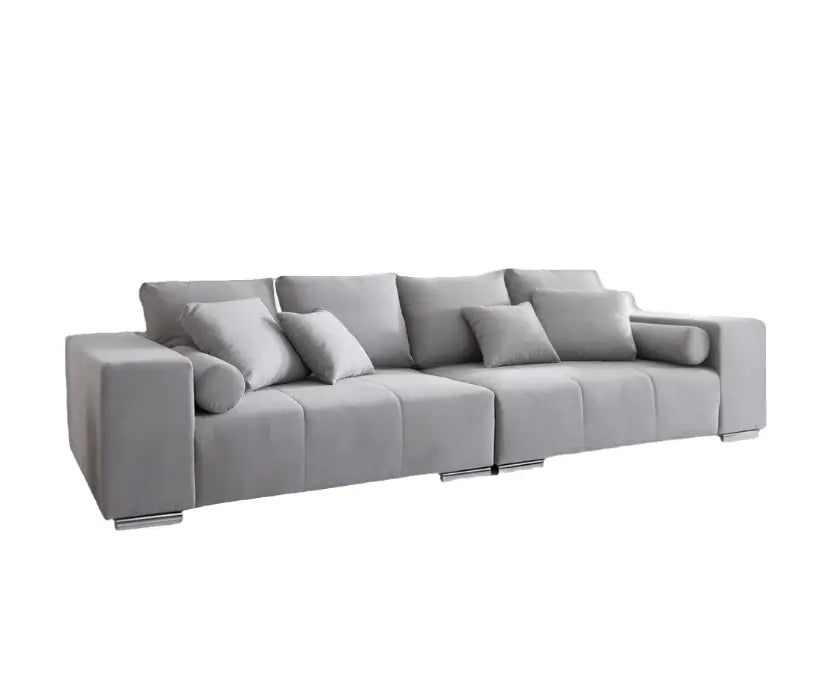Canapea extensibilă dumonde cu ladă de depozitare si sezut confortabil din spuma high-density, Marbela Enjoy Silver XXL 295x100 cm