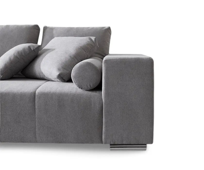 Canapea extensibilă dumonde cu ladă de depozitare si sezut confortabil din spuma high-density, Marbela Enjoy Silver XXL 295x100 cm