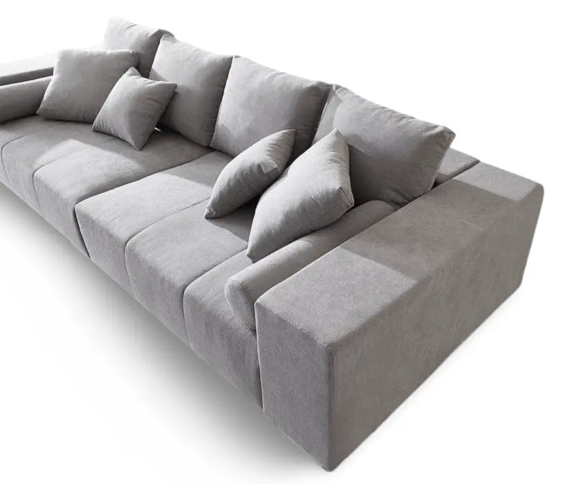 Canapea extensibilă dumonde cu ladă de depozitare si sezut confortabil din spuma high-density, Marbela Enjoy Silver XXL 295x100 cm