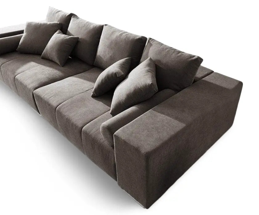 Canapea extensibilă dumonde cu ladă de depozitare si sezut confortabil din spuma high-density, Marbela Enjoy Kaki XXL 295x100 cm