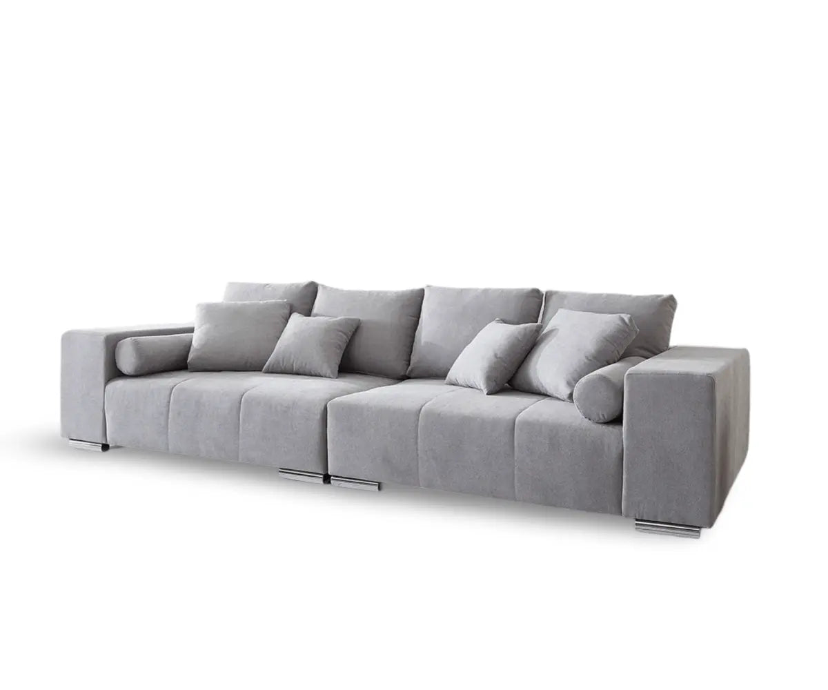 Canapea extensibilă dumonde cu ladă de depozitare si sezut confortabil din spuma high-density, Marbela Enjoy Silver XXL 295x100 cm