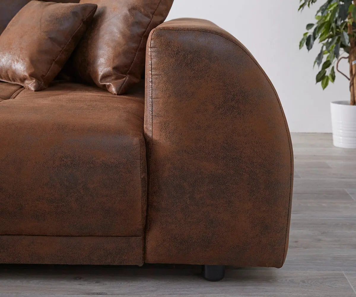 Canapea extensibilă dumonde cu 2 lăzi de depozitare si sezut confortabil din spuma high-density, Verona Madagaskar Brown 310x100 cm