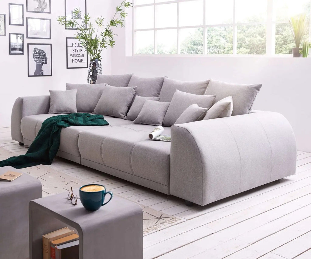 Canapea extensibilă dumonde cu 2 lăzi de depozitare si sezut confortabil din spuma high-density, Verona Enjoy Grey 310x100 cm