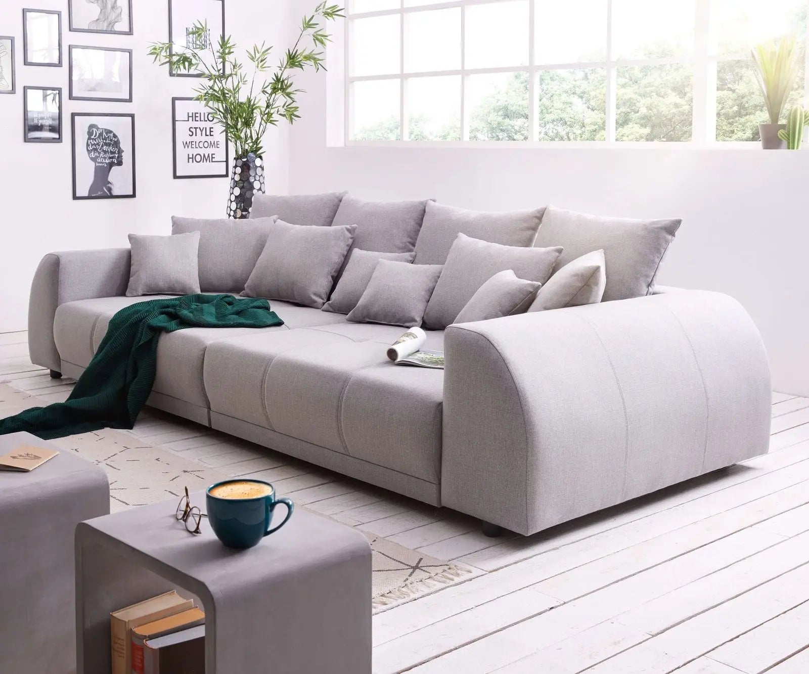 Canapea extensibilă dumonde cu 2 lăzi de depozitare si sezut confortabil din spuma high-density, Verona Enjoy Grey 310x100 cm