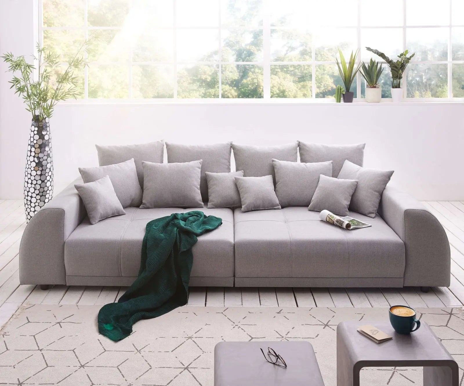 Canapea extensibilă dumonde cu 2 lăzi de depozitare si sezut confortabil din spuma high-density, Verona Enjoy Grey 310x100 cm
