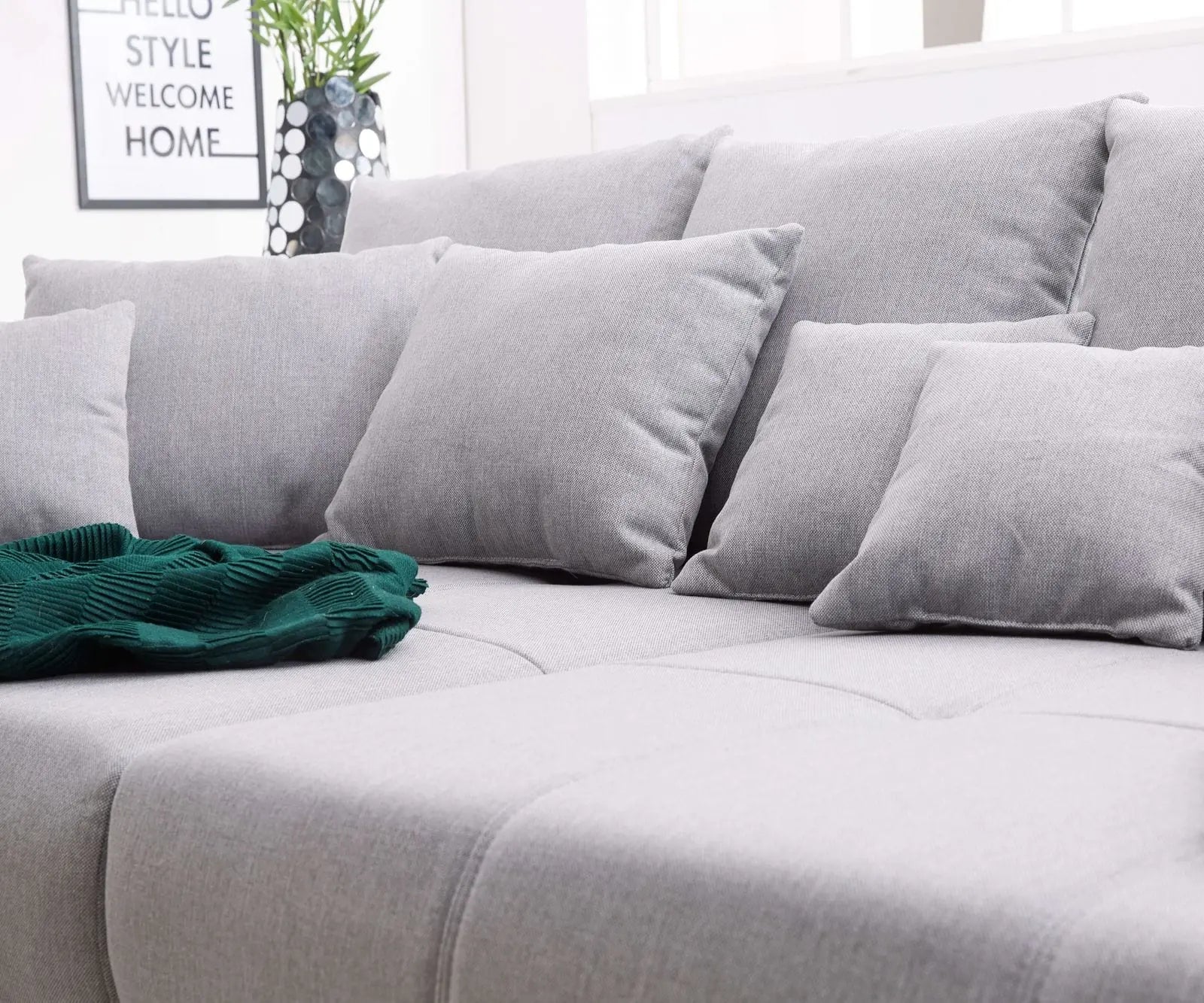 Canapea extensibilă dumonde cu 2 lăzi de depozitare si sezut confortabil din spuma high-density, Verona Enjoy Grey 310x100 cm