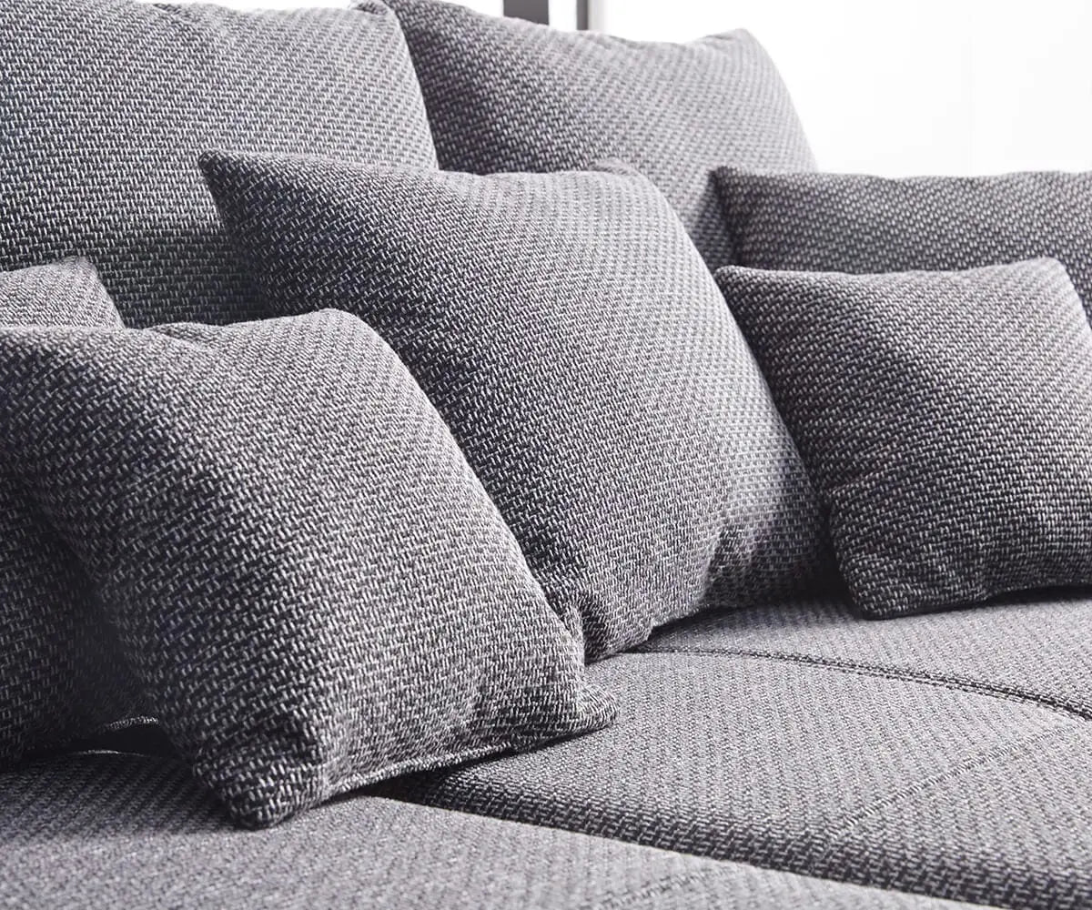 Canapea extensibilă dumonde cu 2 lăzi de depozitare si sezut confortabil din spuma high-density, Verona Magma Black 310x100 cm