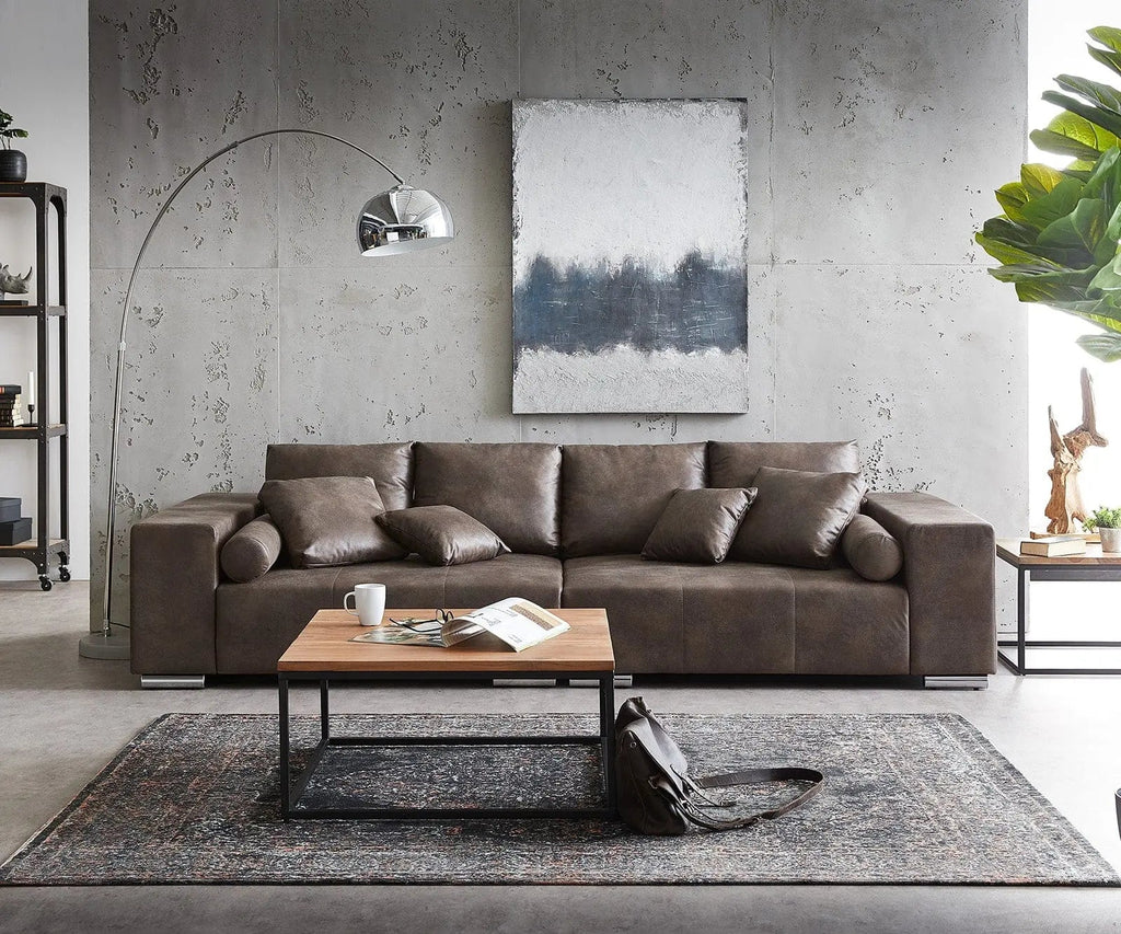 Canapea extensibilă dumonde cu ladă de depozitare si sezut confortabil din spuma high-density, Marbela Tobago Brown XXL 295x100 cm