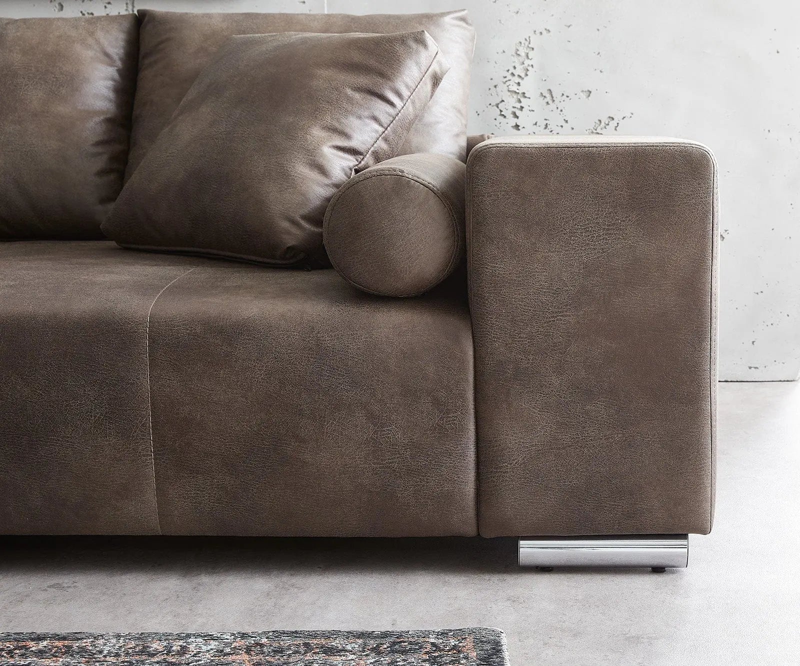Canapea extensibilă dumonde cu ladă de depozitare si sezut confortabil din spuma high-density, Marbela Tobago Brown XXL 295x100 cm