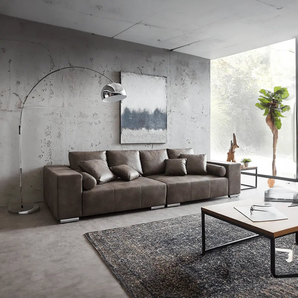 Canapea extensibilă dumonde cu ladă de depozitare si sezut confortabil din spuma high-density, Marbela Tobago Brown XXL 295x100 cm