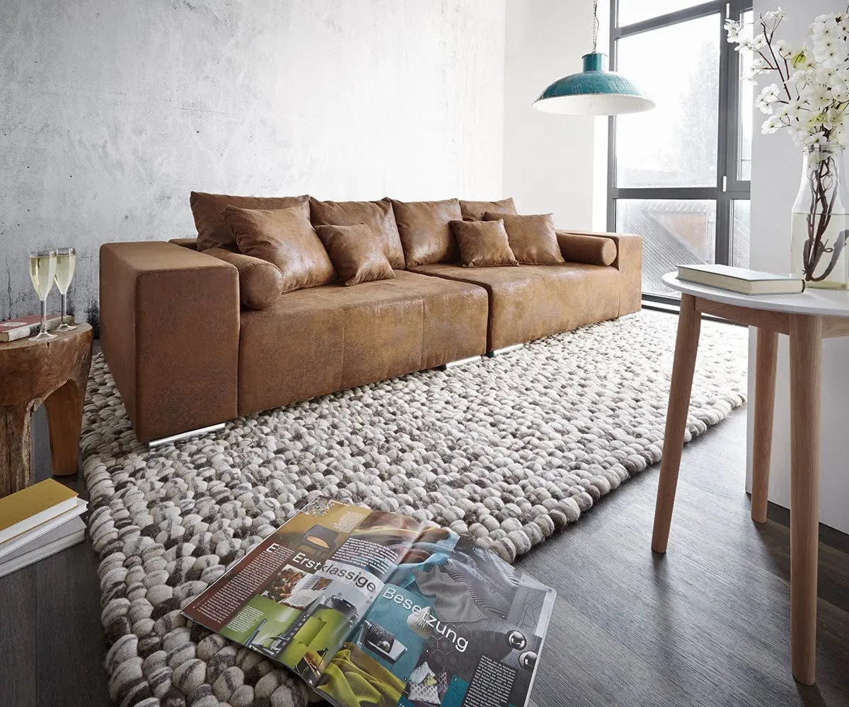 Canapea extensibilă dumonde cu ladă de depozitare si sezut confortabil din spuma high-density, Marbela Madagaskar Brown XXL 295x100 cm
